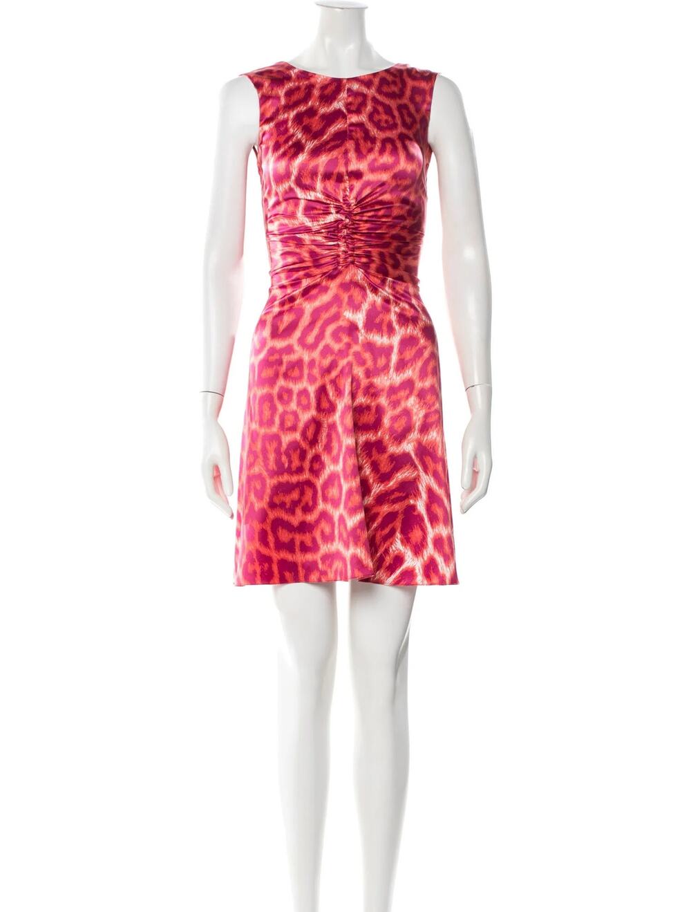 Vintage Just Cavalli Pink Leopard Print Satin Cocktail Dress 46 US 10